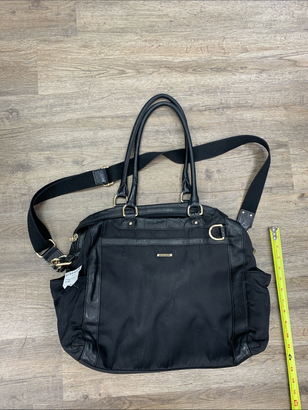 Rebecca Minkoff Black Laptop Diaper Bag Tote Convertible Strap nylon and leather